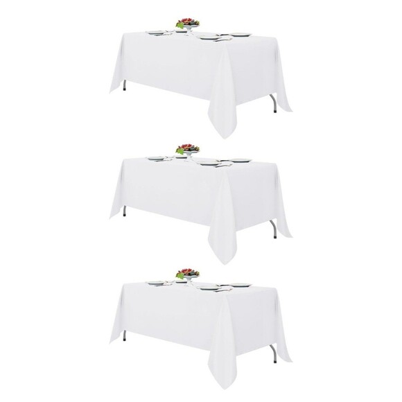 Other - White Tablecloths for Rectangle Tables, 3 Pack - 70 x 120 Inches